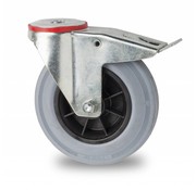 roulette pivotante avec blocage, Ø 200mm, plein en caoutchouc standard gris, 230KG