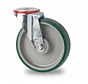 industrial swivel castor from pressed steel, bolt hole, injected polyurethane, precision ball bearing, Wheel-Ø 100mm, 150KG