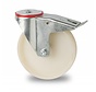 Ruedas para transporte industrial rueda giratoria con freno falta chapa de acero, agujero pasante, rueda nylon / poliamida, cojinete de rodillos, Rueda-Ø 80mm, 150KG