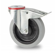 swivel castor with brake, Ø 100mm, elastic-tyre, 150KG