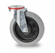 drejelig hjul , Ø 125mm, elastisk gummi, 200KG