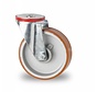 industrial swivel castor from pressed steel, bolt hole, vulcanized polyurethane tread, precision ball bearing, Wheel-Ø 125mm, 200KG