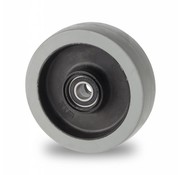 Hjul, Ø 125mm, grå termoplastisk gummi afsmitningsfri, 200KG