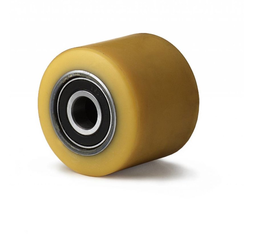 pallet truck wheel from vulcanized polyurethane tread, precision ball bearing, Wheel-Ø 85mm, 800KG