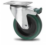 Lenkrolle mit  Feststeller, Ø 100mm, Vulkanisierte gummi Elastikreifen, 150KG