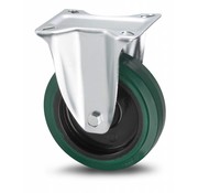 Fast länkhjul, Ø 125 mm, vulkaniserat elastiskt gummihjul, 200KG