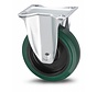 industrial fixed castor from pressed steel, plate fitting, vulcanized elastic rubber tires, precision ball bearing, Wheel-Ø 125mm, 200KG