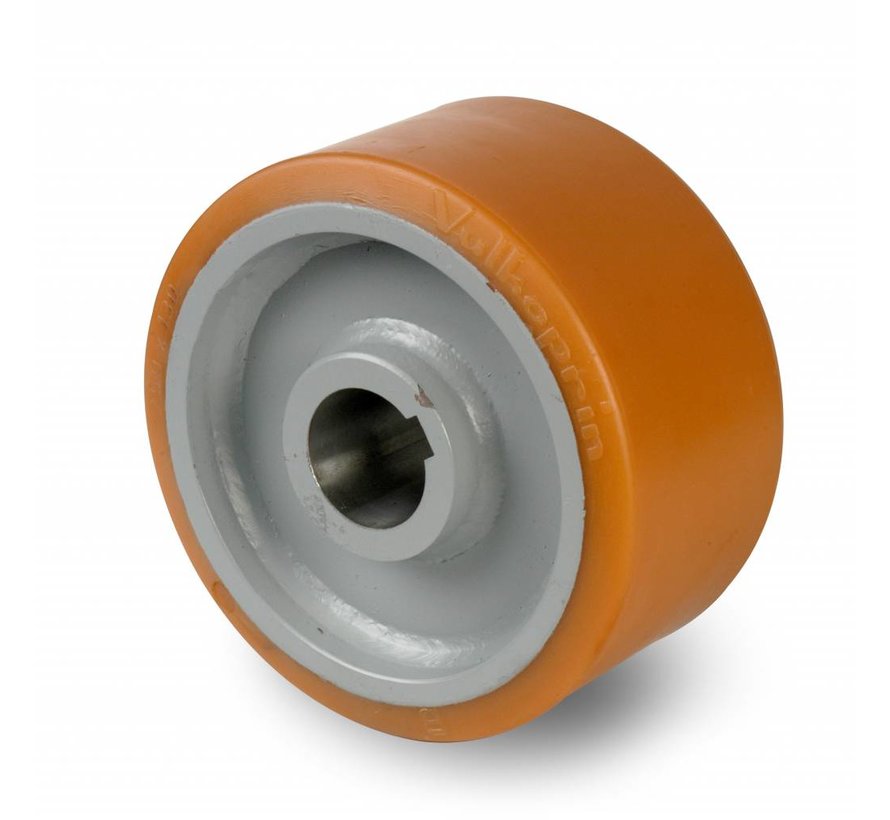 Ruedas de alta capacidad Rueda motriz poliuretano Vulkollan® bandaje núcleo de rueda de acero fundido, H7-agujero muelle de ajuste DIN 6885 JS9, Rueda-Ø 600mm, 800KG