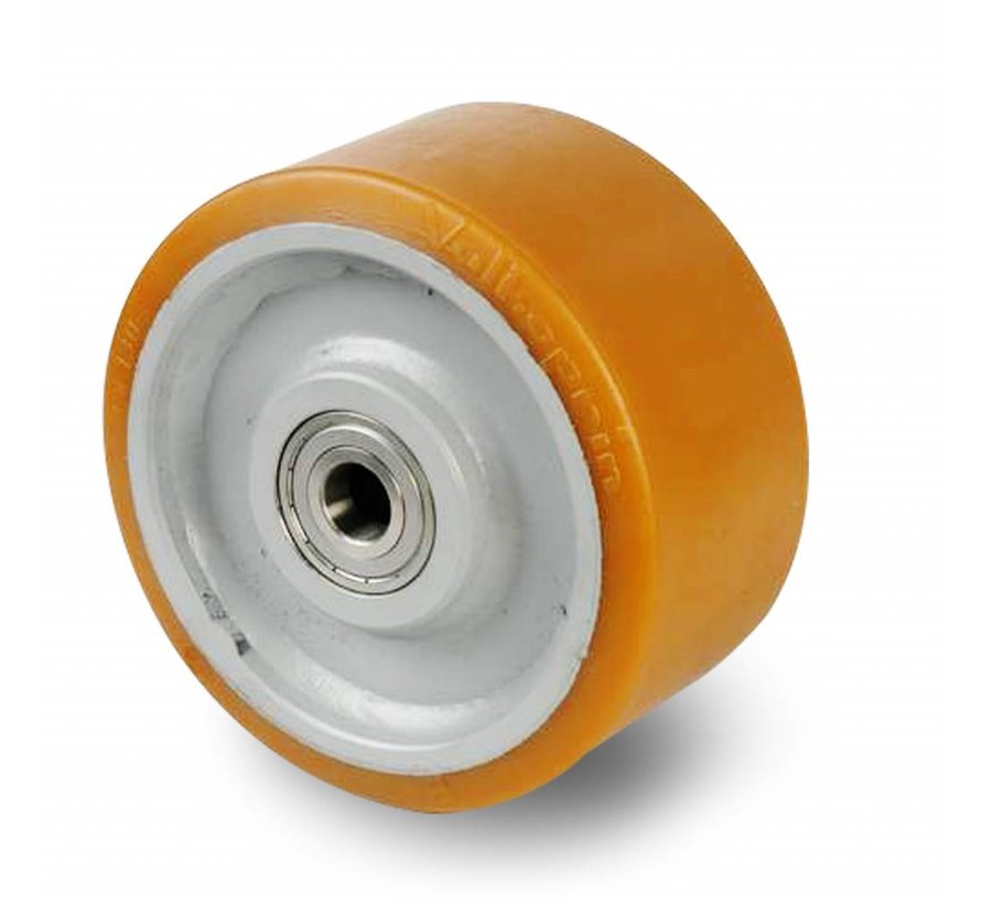 Roulettes fortes charges Vulkollan® Bayer roues bandage de roulement corps de roue acier mécano-soudé, roulements à billes de précision, Roue-Ø 600mm, 320KG