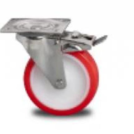 Stainless Steel Castor - Injected Polyurethane Tread & Roller Bearing