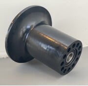 Flange roller POM 163mm diameter for axle 20mm for harvest wagons on tube-rail system