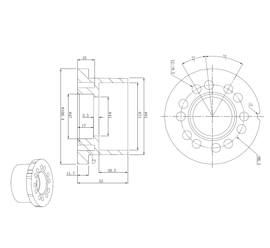 Flänsrulle POM 163mm diameter för axel 20mm för skördevagnar på tub-rail system även kallad "Konijnenburg trumpet roller"