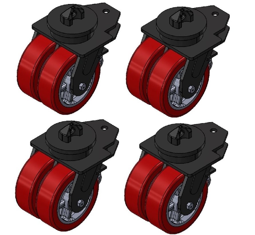 Set di 4 rotelle girevoli per container ISO da 18.000 KG