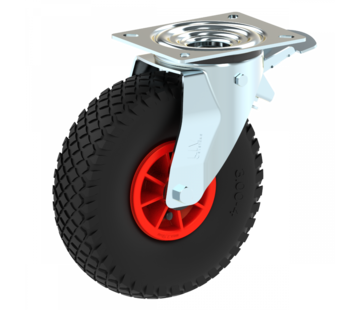 Lenkrolle mit Feststeller, Ø 260mm, Luftbereifung mit Blockprofil, 150KG