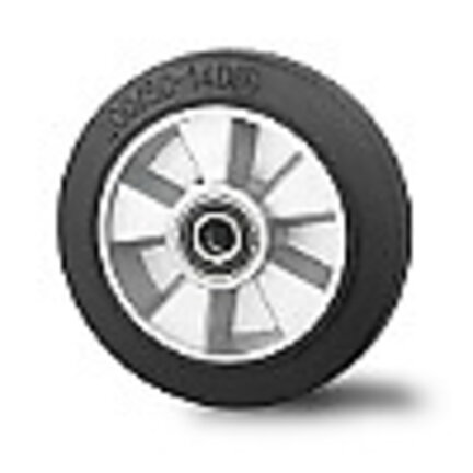Elastic black rubber tyre on aluminium centre with ball bearings, very ...