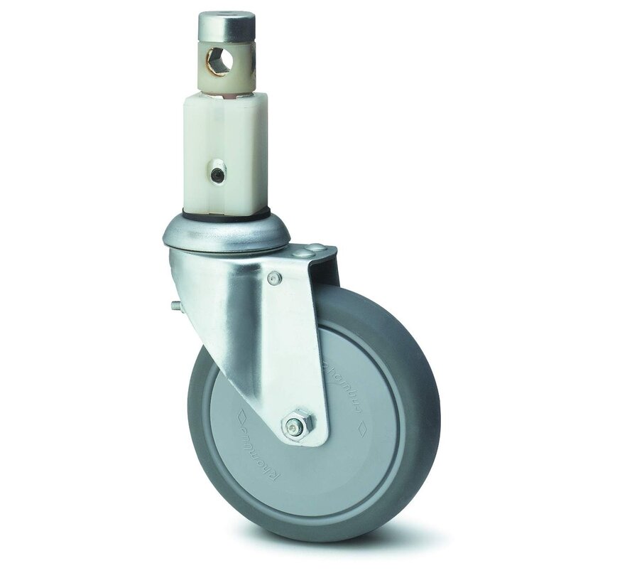 swivel castor swivel and swivel lock, directional lock, Ø 150 mm, grey non-marking thermoplastic rubber tyre, 120KG