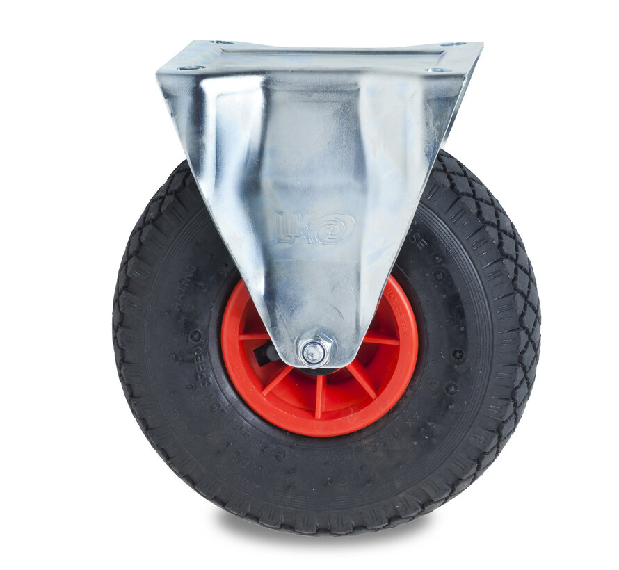rodízio de roda fixa, Ø 260 mm, pneu com banda de rodagem em bloco, 150KG