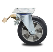 swivel castor with brake, Ø 200 mm, elasticated rubber tyre, 400KG