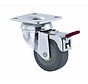 roulette pivotante avec frein, Ø 50 mm, bandage caoutchouc thermoplastique gris non marquant, 40KG