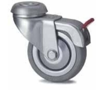 rueda giratoria con freno, Ø 50 mm, neumático de caucho termoplástico gris que no deja marcas, 40KG