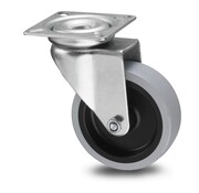 länkhjul, Ø 75mm, grå icke-märkande termoplastiskt gummihjul, 60KG