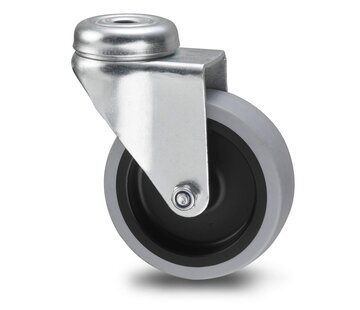 rodízio giratório, Ø 50mm, pneu de borracha termoplástica cinzento que não deixa marcas, 40KG