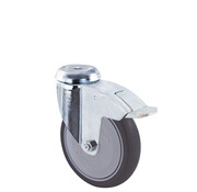 swivel castor with brake, Ø 100 mm, grey non-marking thermoplastic rubber tyre, 100KG