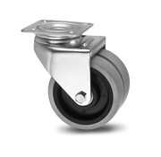 rueda giratoria, Ø 50mm, neumático de caucho termoplástico gris que no deja marcas, 80KG