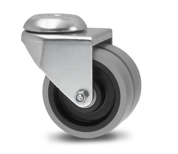 swivel castor, Ø 50mm, grey non-marking thermoplastic rubber tyre, 80KG