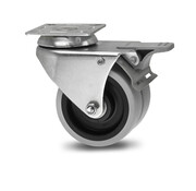 rueda giratoria con freno, Ø 50 mm, neumático de caucho termoplástico gris que no deja marcas, 80KG