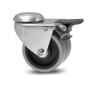 swivel castor with brake, Ø 50 mm, grey non-marking thermoplastic rubber tyre, 80KG