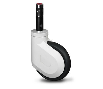 Hospital bed wheel thermoplastic rubber tyre, central precision ball bearing, Wheel-Ø 125mm, 100KG