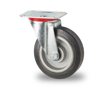 swivel castor, Ø 100 mm, elasticated rubber tyre, 160KG