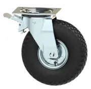 Swivel castor with brake Ø 260mm, pneumatic tyre block profile, 150KG