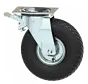 Rueda giratoria con freno chapa de acero, pletina de fijación, neumático perfil macizo, cojinete de rodillos, Rueda-Ø 260mm, 150KG