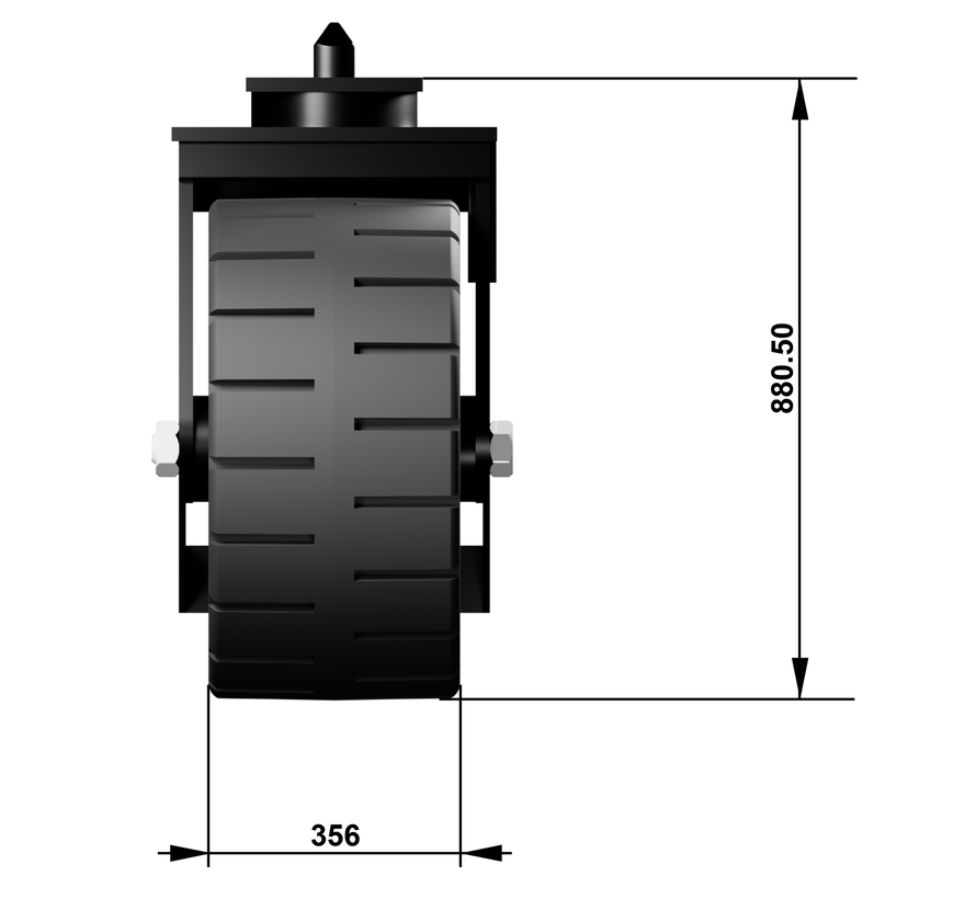 Zwaarlast wiel voor zeecontainers met verbeterde twist lock.