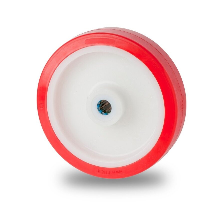 Roue Ø80X30 Bande de roulement en polyuréthane - Longueur de moyeu 40mm - Trou d'essieu GLØ12 - Capacité de charge 120kg