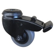 Lenkrolle mit Feststeller, Ø 75mm, Thermoplastischer Gummi grau-spurlos, 75KG