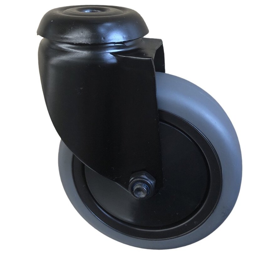 swivel castor, Ø 75mm, thermoplastic rubber grey non-marking, 75KG