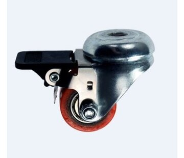 Swivel castor with brake, Ø 35 mm, vulcanised polyurethane tread, 100KG