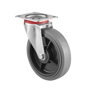 swivel castor, Ø 200, grey non-marking thermoplastic rubber tyre, 250KG