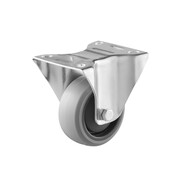 Rueda fija, Ø 80, neumático de caucho termoplástico gris que no deja marcas, 100KG