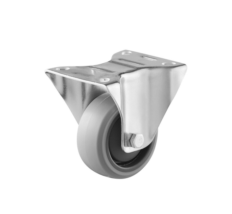 Ruota fissa, Ø 80, pneumatico in gomma termoplastica antitraccia grigio, 100KG