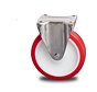 Rueda fija de acero inoxidable, Ø200, poliuretano pintado, 650kg.