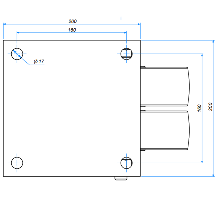 swivel castor, Ø 200mm, nylon (PA6), 1600KG