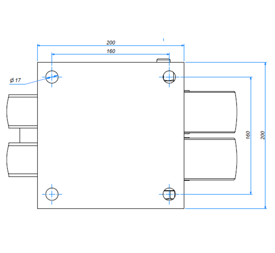 rueda giratoria con freno, Ø 200mm, nylon (PA6), 1600KG