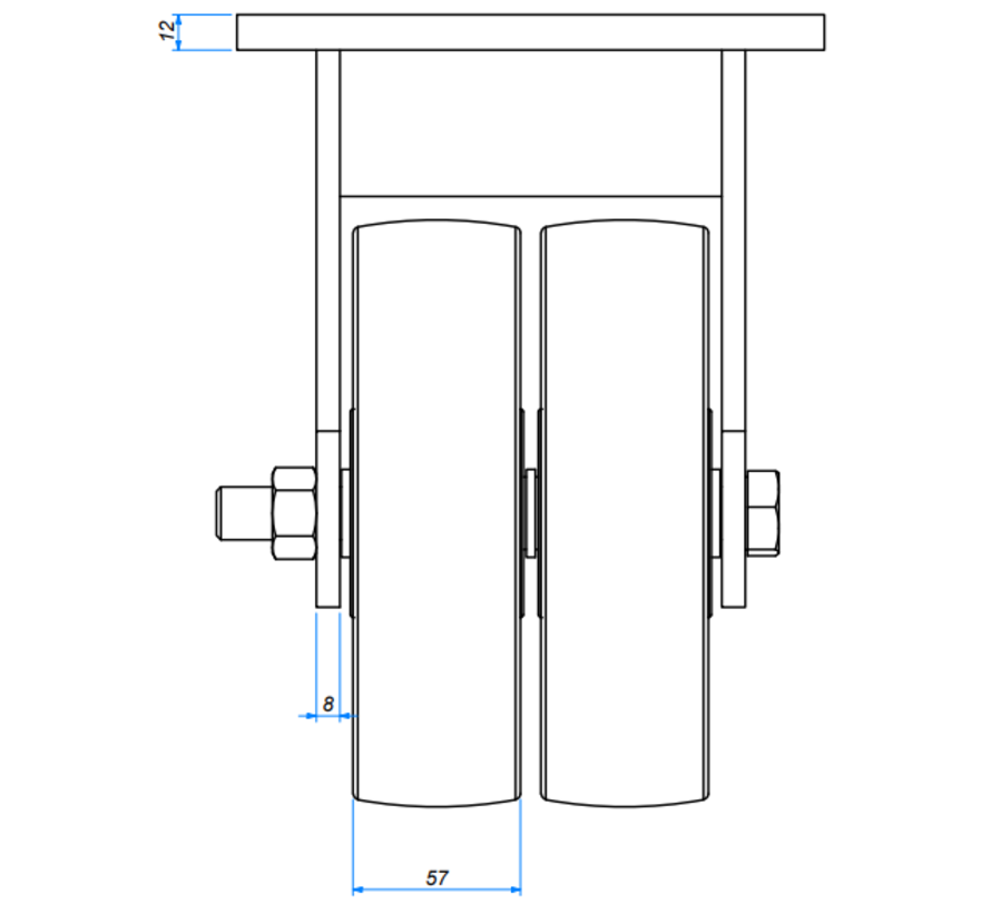 Lenkrolle mit festem Rad, Ø 200 mm, Nylon (PA6), 1600KG