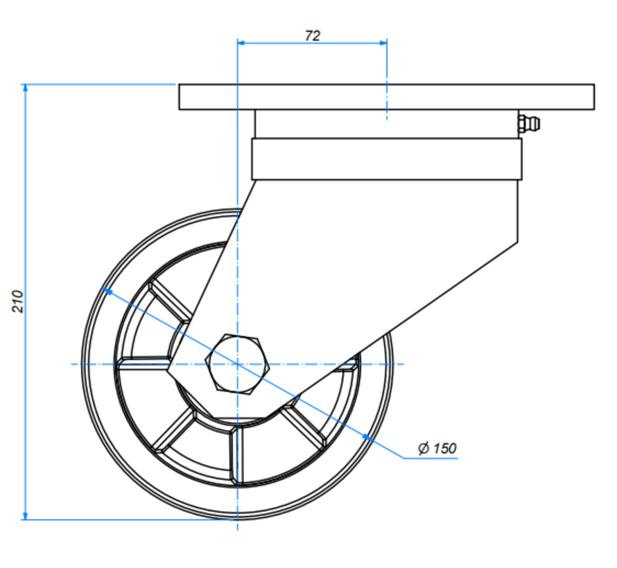 Lenkrolle, Ø 150mm, Nylon (PA6), 1000KG