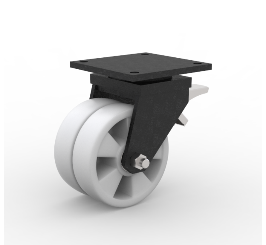 rodízio giratório com travão, Ø 150mm, nylon (PA6), 1000KG