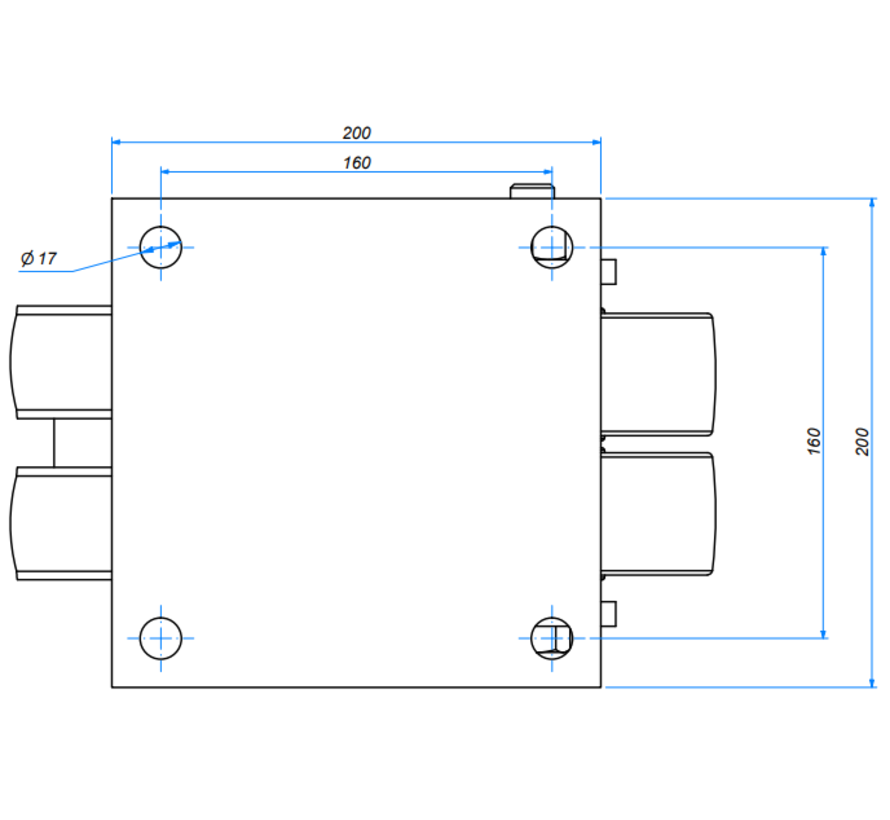 länkhjul med broms, Ø 150mm, nylon (PA6), 1000KG